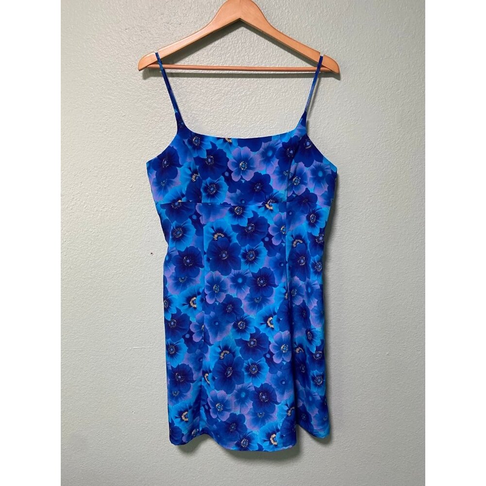 Vintage 90s Y2k My‎ Michelle Women's Junior Blue Floral Dress Size 15